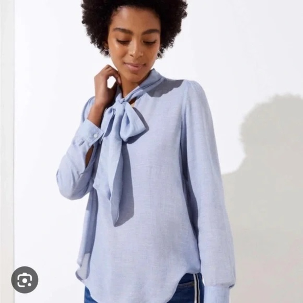 LOFT Light Blue Women's Blouse with Bow